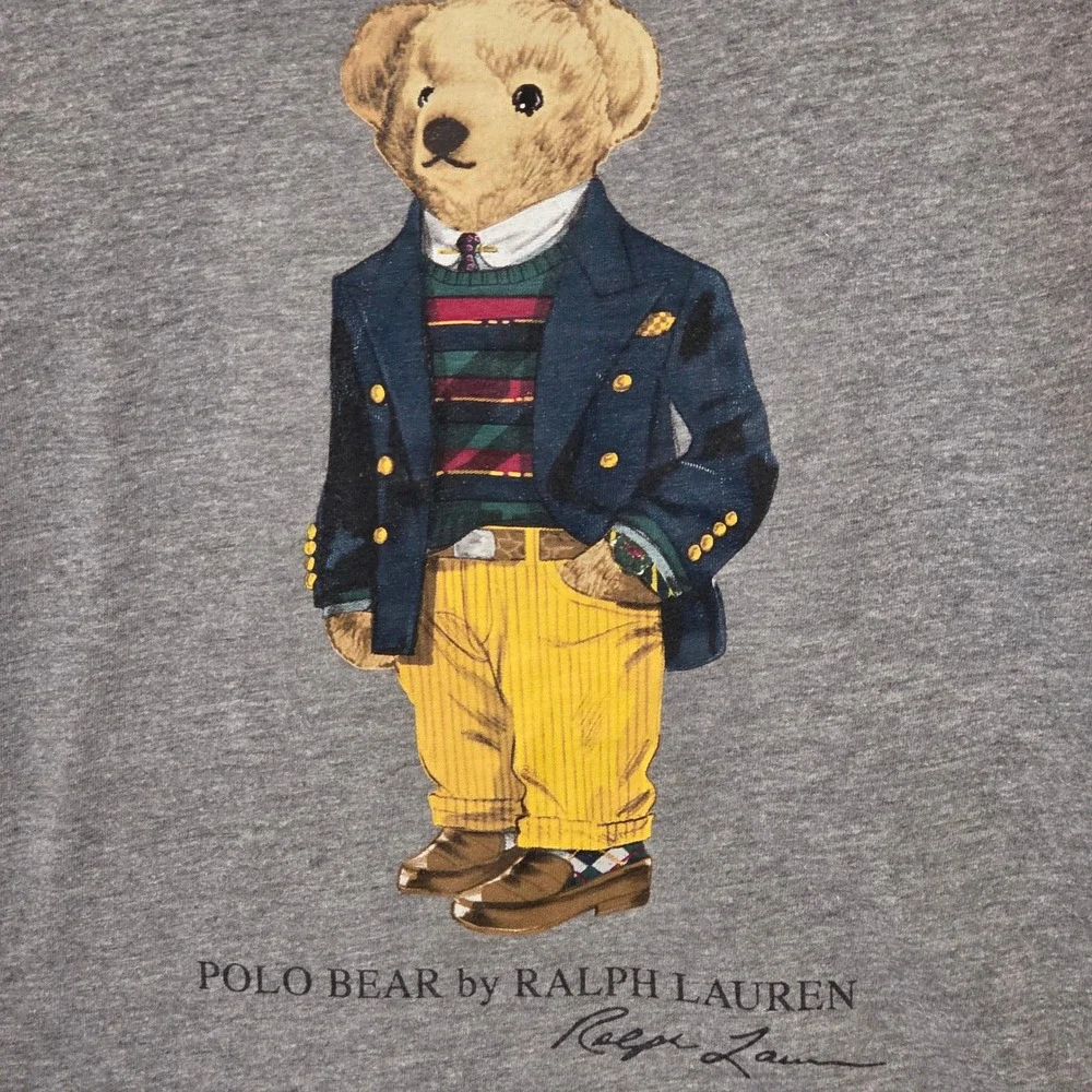 Polo Ralph Lauren Kids Polo Bear Colorblock T-Shirt Gray Green Burgundy Size 8